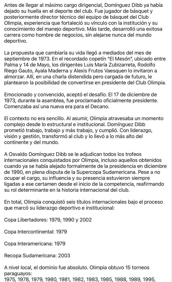 oscardelgado60's tweet photo. Un día como hoy el gran ODD, Julio Osvaldo Domínguez Dibb, asumía la Presidencia del querido @elClubOlimpia, convirtiéndolo en el Rey de Copas⚽️🏆🥇🇵🇾y convirtiéndose en el MÁS GRANDE DIRIGENTE DEL DEPORTE PARAGUAYO. Mi reconocimiento. Créditos: @diariokue. #ODDETERNO. https://t.co/9TWbbkatyW