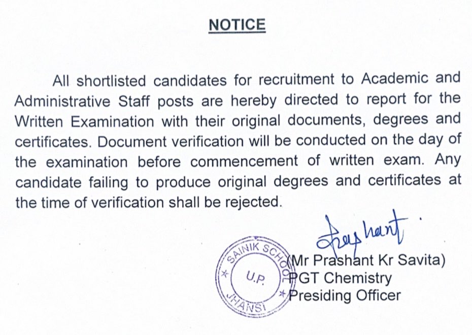 palsanjayPT's tweet photo. which date of notice publish.
Please mention date.      @ssjhansi2019                          #ministryofdefence #indianarmy #indiannavy#indianairfoce                    #yogiadityanath #aajtaknews #sainikschool https://t.co/8XE8ZKm9yQ