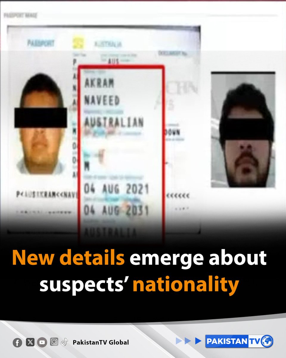 PakTVGlobal's tweet image. Details of the Sydney attack have taken a new turn after passports of Sajid Akram and his son surfaced, revealing key information about the suspects’ nationality and travel history.

#BondiBeach #SydneyAttack #Investigation #Australia #Indianpassport #sajidAkram #PakistanTV
