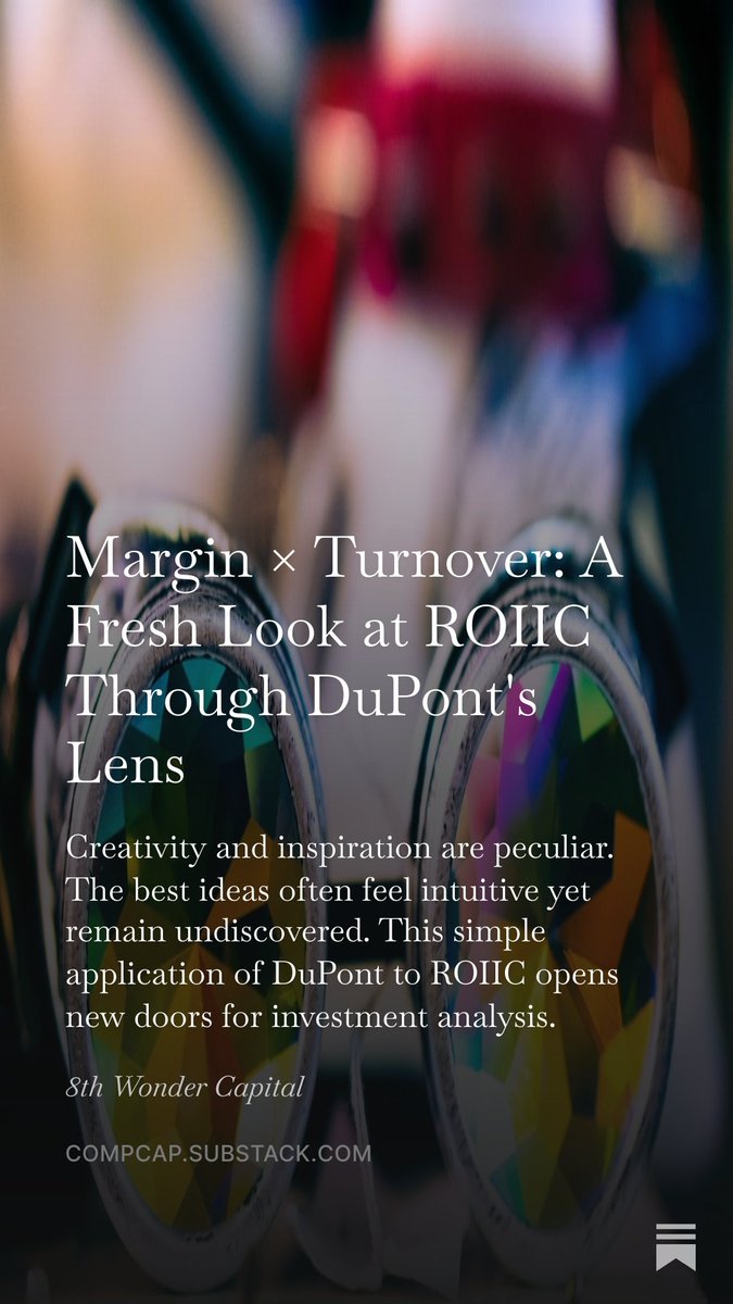 Haiku of the Day for "Margin × Turnover: A Fresh Look at ROIIC Through DuPont's Lens"

Track how new dollars
Earn through margin or through speed.
Strategy revealed.

substacktools.com/sharex/fXLwbo8i