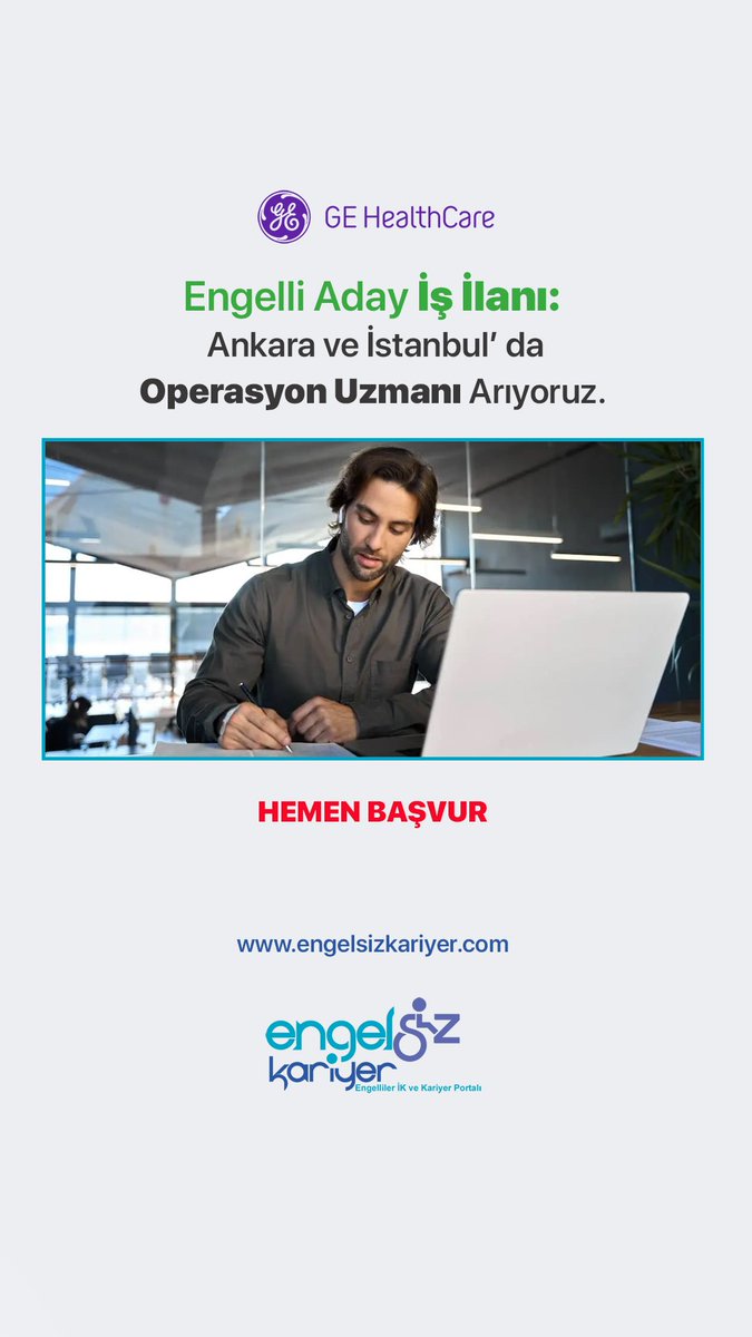 GE HealthCare’de engelli adaylar için iş fırsatı! Sağlık teknolojilerinde dünya lideri ekipte, farklı birimlerde görevlendirilmek üzere Operasyon Uzmanı aranıyor (Ankara/İstanbul). Başvur: engelsizkariyer.com/Advert/JobDeta…