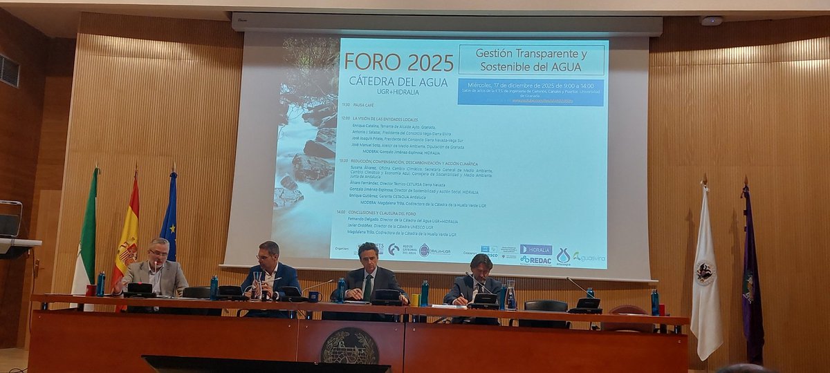 La visión de las entidades locales en el Foro 2025 de la Cátedra del agua con Antonio Salazar presidente del <a href="/ConsorcioVegaSE/">Consorcio de la Vega Sierra Elvira</a> 
<a href="/CanalUGR/">Universidad Granada</a> 
<a href="/InfoHidralia/">Hidralia</a> 
<a href="/aytogr/">Ayuntamiento de Granada</a> 
<a href="/ETSCaminosUGR/">ETS Caminos UGR</a>