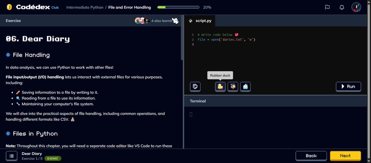 palchhinx's tweet image. day 16 of #30NitesofCode
started Chapter 2 of the Intermediate Python course.