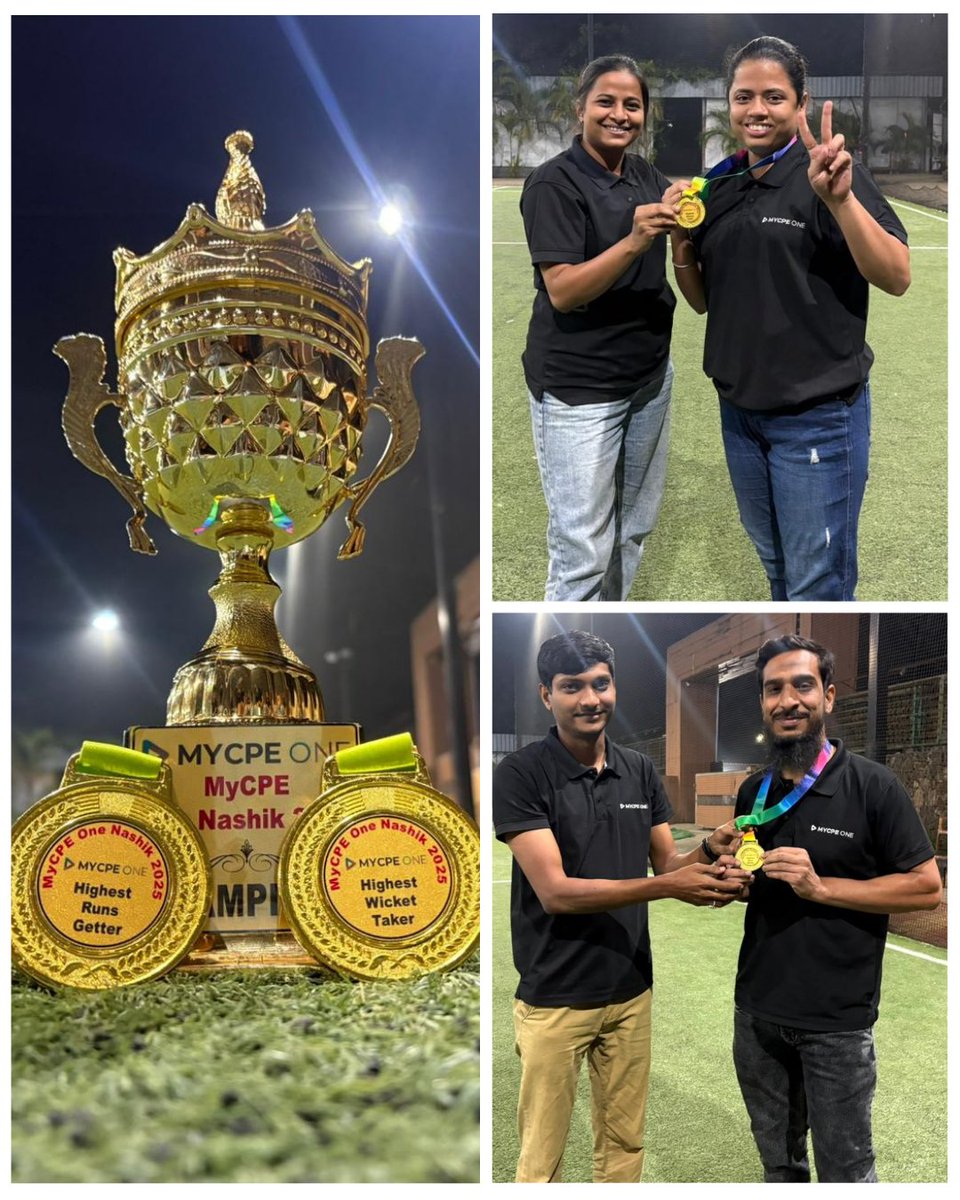 mycpeone's tweet image. It was an evening filled with sportsmanship, cheers, and memories that went far beyond the scoreboard.

Here’s a glimpse of the action and the champions who made it unforgettable! 🏆

#MYCPEONE #Nashik #BoxCricket #SportsAtWork #EmployeeEngagement
