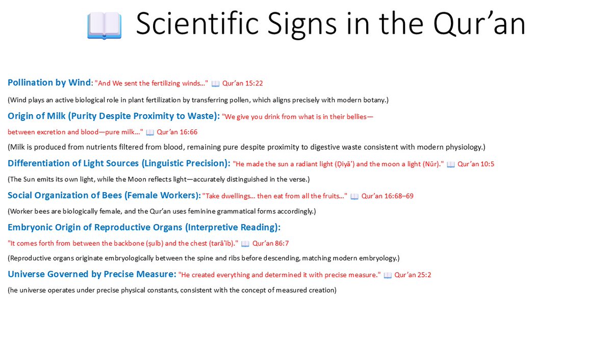 abdullah_ba97's tweet photo. Qur’anic verses describing natural phenomena in ways consistent with modern scientific understanding revealed over 1400 years ago, long before such knowledge was accessible. but a text that repeatedly invites reflection for those who value reason
​#Quran #Islam #truth https://t.co/ZX8PJxyMBT