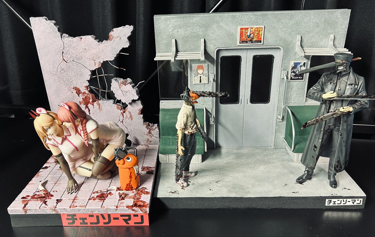 なんだかんだで、チェンソーマンのジオラマも10体作ってる😊 何気に