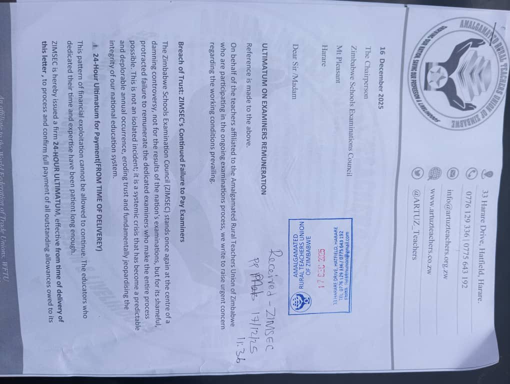 Amalgamated Rural Teachers Union of Zimbabwe,ARTUZ tweet media