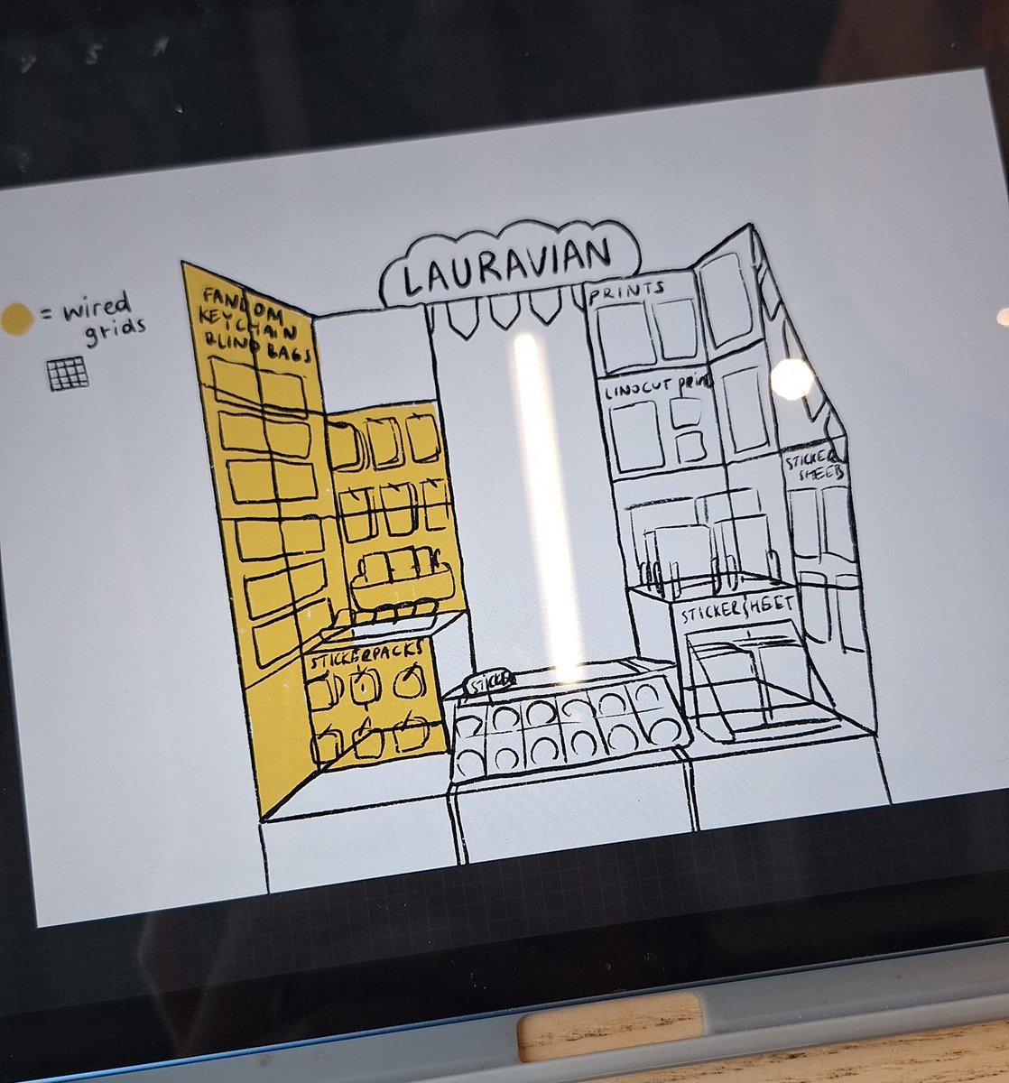 I'll be tabling at an Artist Alley for the first time in February and having a really fun time designing my setup 😌✨️ (the event is Artsy&amp;Craftsy market by Abunaicon 💛 on February 7th!)