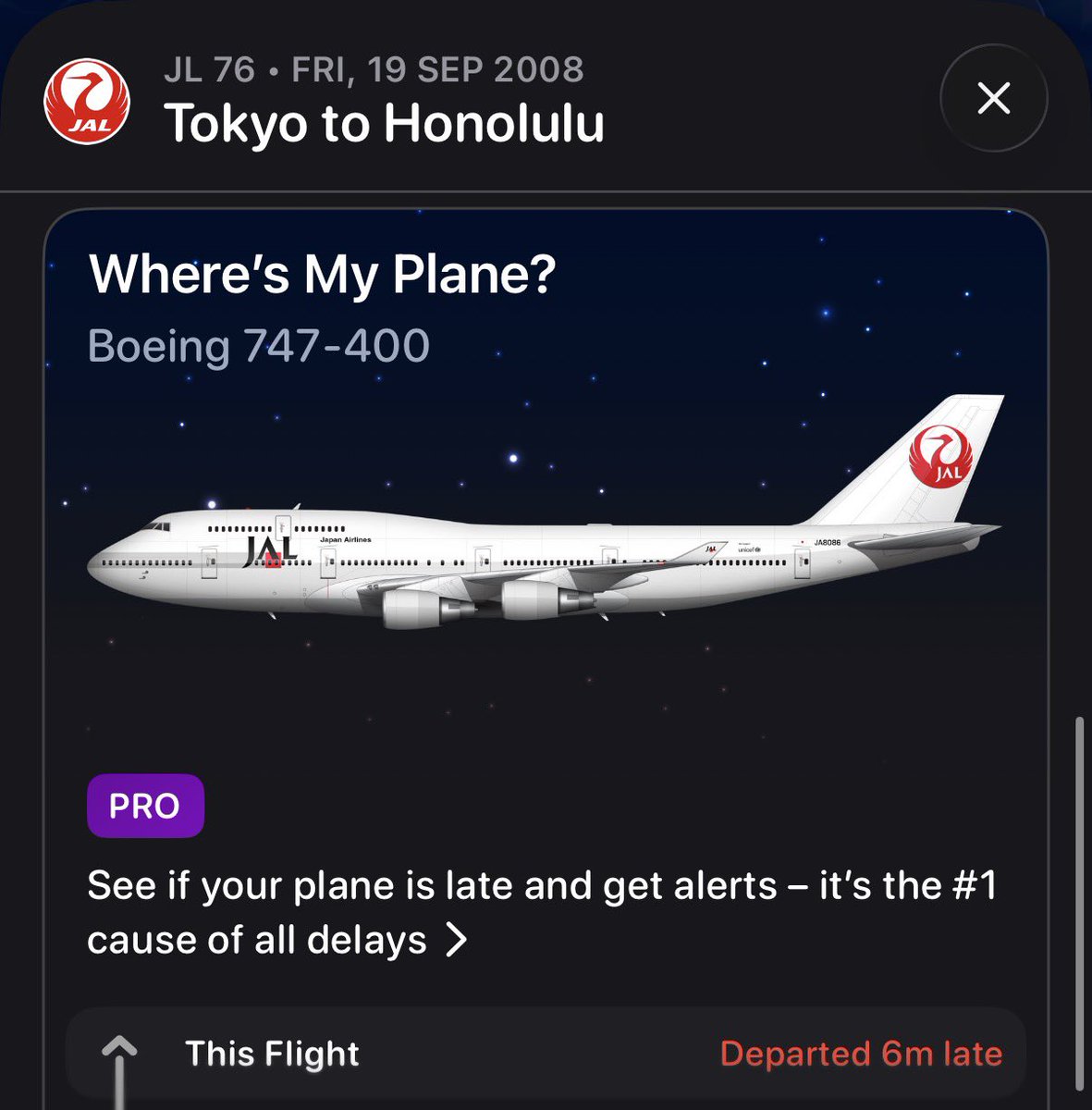 JL76 NRT HNL 0歳の時に乗った最初で最後であろう747 ちなみに0歳で