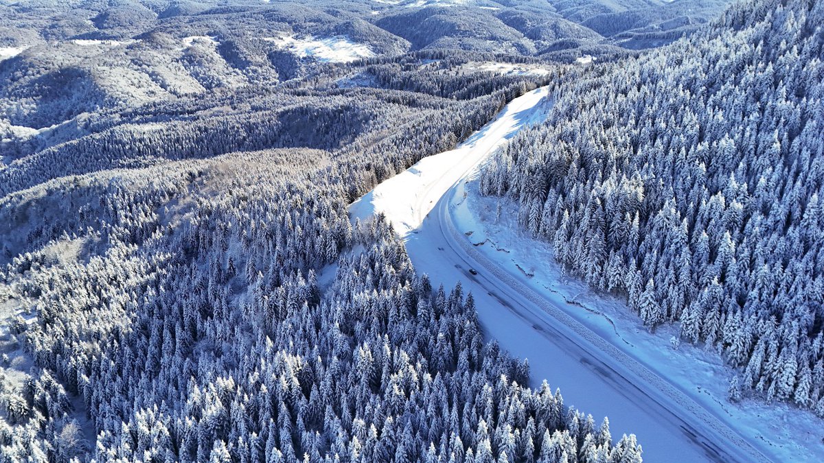 Aerial view shows Cambasi Plateau blanketed in white after heavy snowfall in highlands of in Türkiye's Ordu