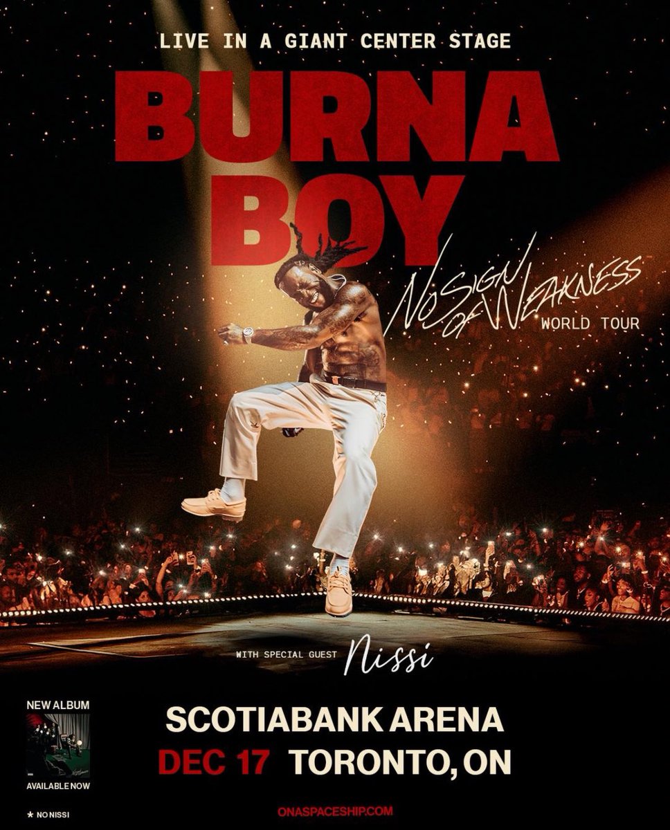 Billions_vibe's tweet photo. 🚨BURNA BOY LIVE IN TORONTO,ON 🇨🇦

📍SCOTIABANK ARENA.[ 360° VIEW ]
🏟️ 19,800 CAPACITY 

LIVE TONIGHT!  🦍
#NOSIGNOFWEAKNESSTOUR https://t.co/66UnEwiEDf