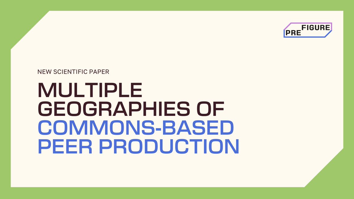 #PREFIGURE_project has just released a new paper!

This article engages from a geographical perspective with commons‐based peer production (CBPP), an emerging socio‐economic activity based on sharing resources and outputs among individuals.

zenodo.org/records/178645…