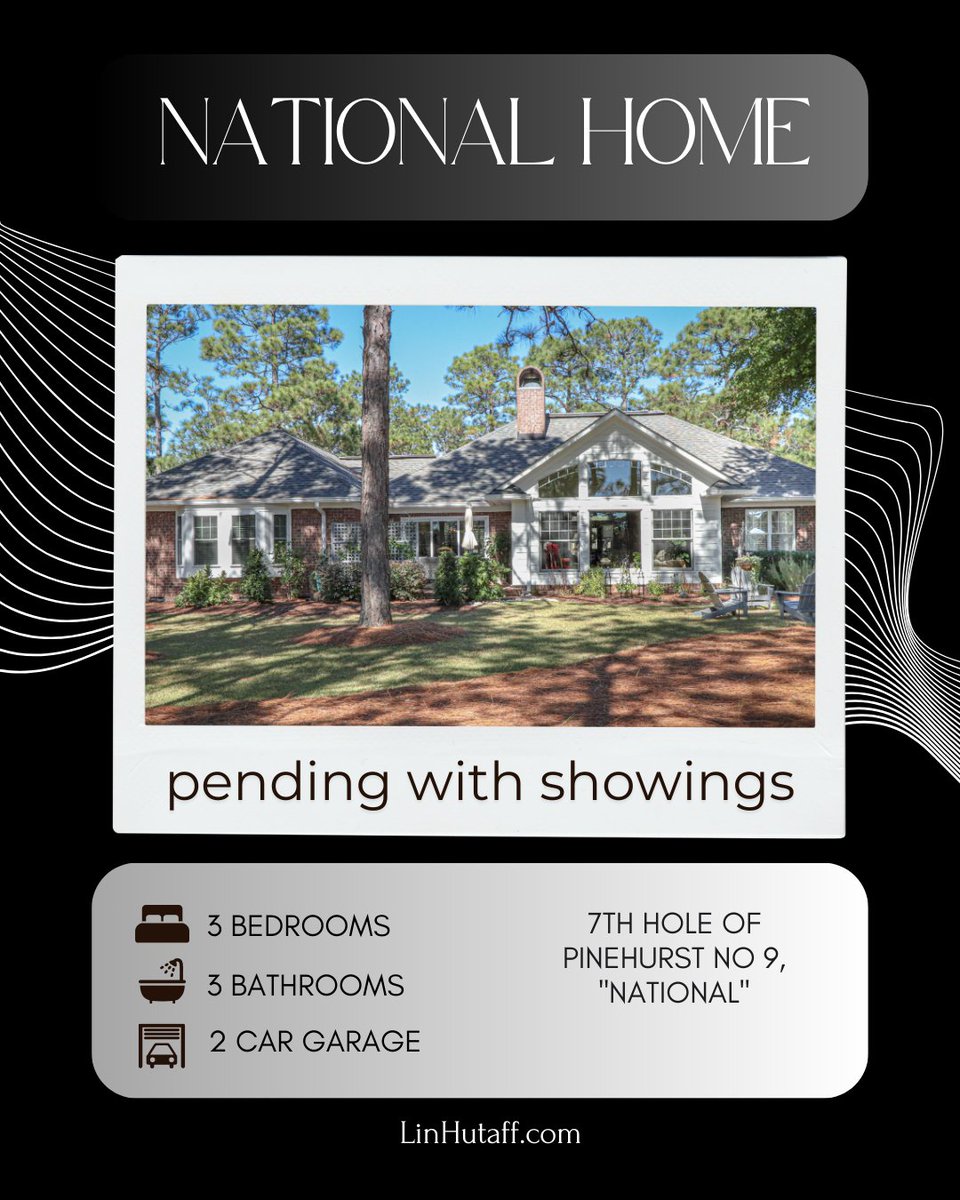 LinHutaff's tweet image. Under Contract with Showings! 223 National Drive offers one-level living on the 7th hole of Pinehurst No. 9. Updated inside and out with a stunning Carolina room, chef’s kitchen, and golf cart lifestyle. A wonderful Pinehurst opportunity. ⛳️🏡