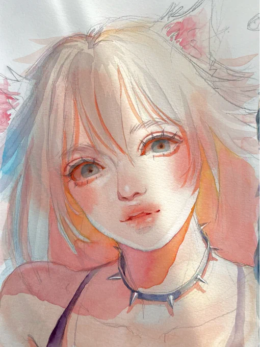 完成 「君だけを」 ⌖WOLF𓈒𓏸 アナログ透明水彩
