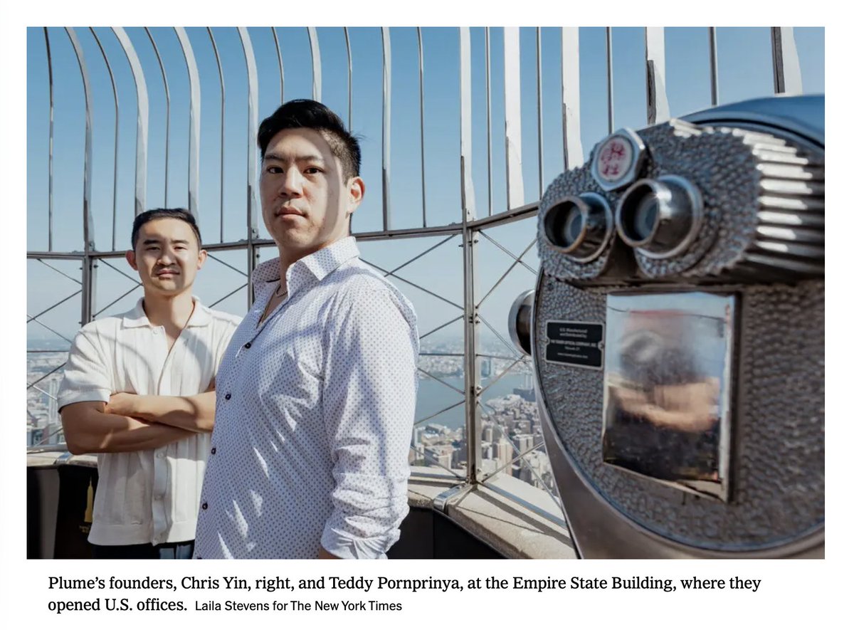 "Mr. Yin and Mr. Pornprinya were laying the groundwork for another audacious venture...They wanted to extend crypto’s underlying technology to other types of finance."

That's right, you're waking up to <a href="/plumenetwork/">Plume - RWAfi Chain</a> in the <a href="/nytimes/">The New York Times</a> 🔥

tinyurl.com/bdd96vjf