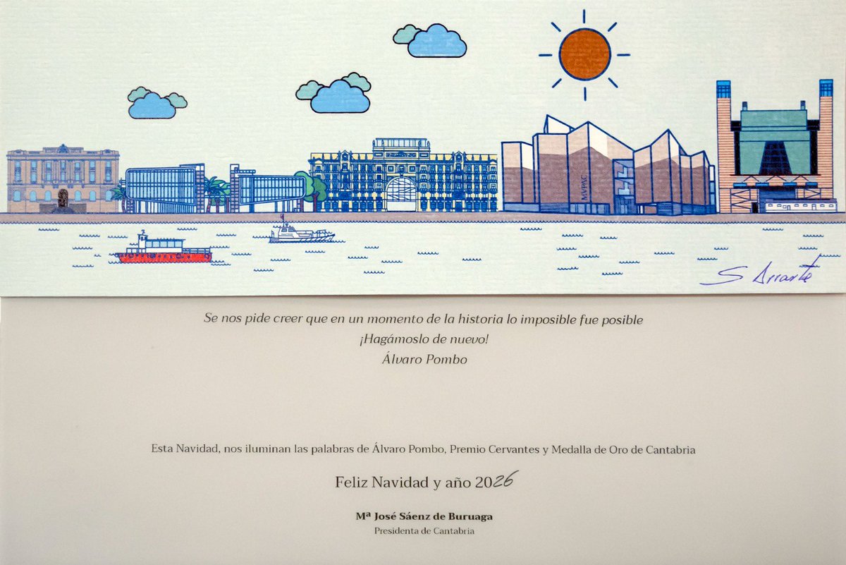 Esta Navidad quiero felicitaros con una imagen de los grandes proyectos culturales que están llamados a transformar Cantabria en 2026. 

Como nos recuerda Álvaro Pombo:
“Se nos pide creer que en un momento de la historia lo imposible fue posible. ¡Hagámoslo de nuevo!”