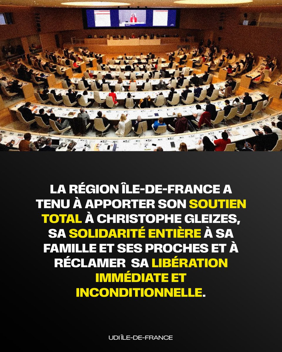 Le groupe <a href="/UDI_iledefrance/">UDI Île-de-France</a> a voté ce jour la motion exigeant la libération immédiate de Christophe Gleizes, condamné à 7 ans de prison en Algérie.

Une sanction inique pour avoir simplement voulu informer.

Soutien à sa famille et à la liberté de la presse.

#FreeGleizes