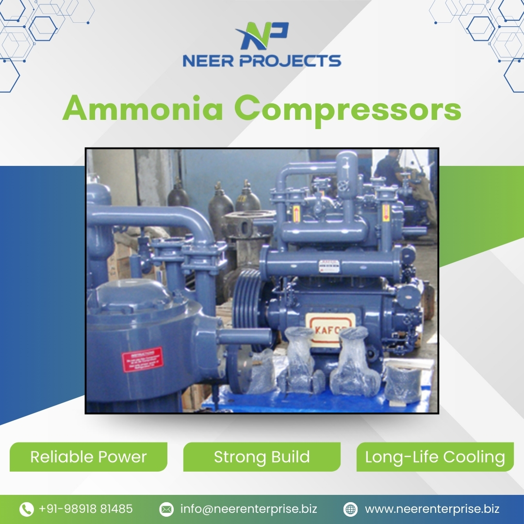 neerenterprise's tweet image. Neer Enterprise Ammonia Compressors deliver high efficiency, durability and stable cooling for cold storage, dairies, fisheries and industrial plants.

Visit: neerenterprise.biz/products/ammon…

#NeerEnterprisePvtLtd #NeerProjects #AmmoniaCompressor #KAFCO #IndustrialRefrigeration