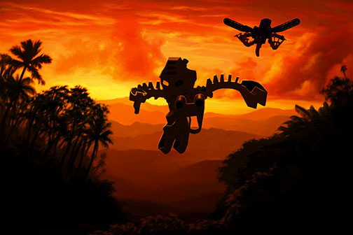 BionicleBot's tweet image. [Takanuva/Matoran] Concept art of Takua jumping off a Kewa, biosector01.com/wiki/Gallery:T…