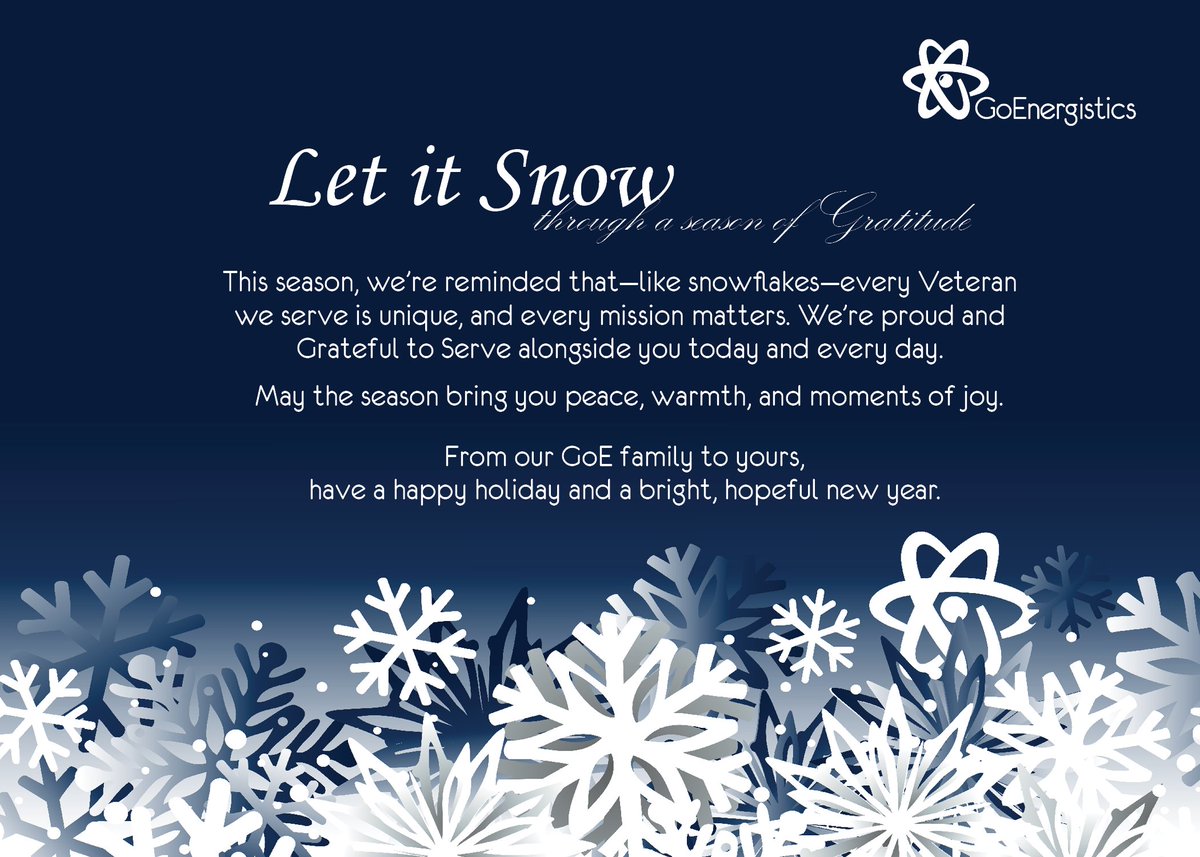 From our GoE family to yours, wishing you peace, warmth, and a bright, hopeful new year. 💙✨

#GoEnergistics #ServingThoseWhoServe #GoEGratefultoServe