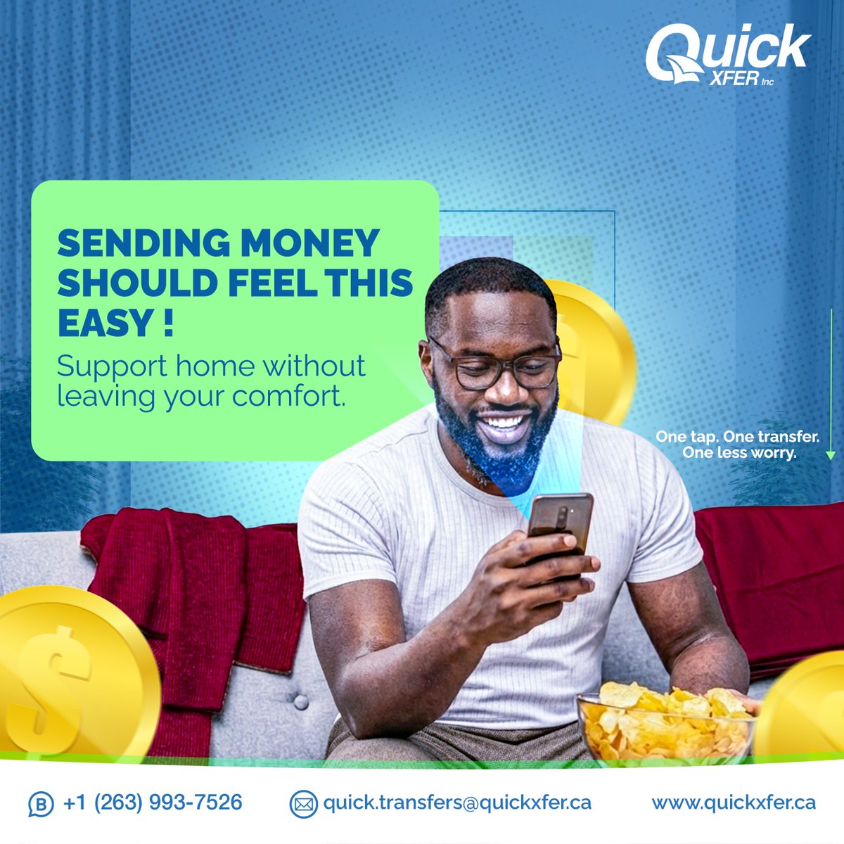 quickxferinc's tweet image. Sending money shouldn’t feel complicated.

With Quick Xfer, a few taps are all it takes to support the people who matter most.

Fast. Secure. Reliable. 
Wherever you are.

#quickxfer #secure #moneytransfer