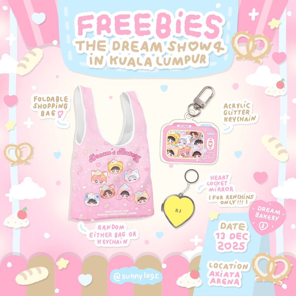 sunnylogz's tweet photo. Dream’s Bakery preorder has opened!

Items: Foldable shopping bag, 7dream camera acrylic keychain &amp; lemyo pillow keychain

💰 RM8~RM20 
💕 https://t.co/bS6Rcd5nqY 

If you are an international GOM that is interested to open a GO for this, please dm me to discuss even further!💌 https://t.co/det2eKm74K