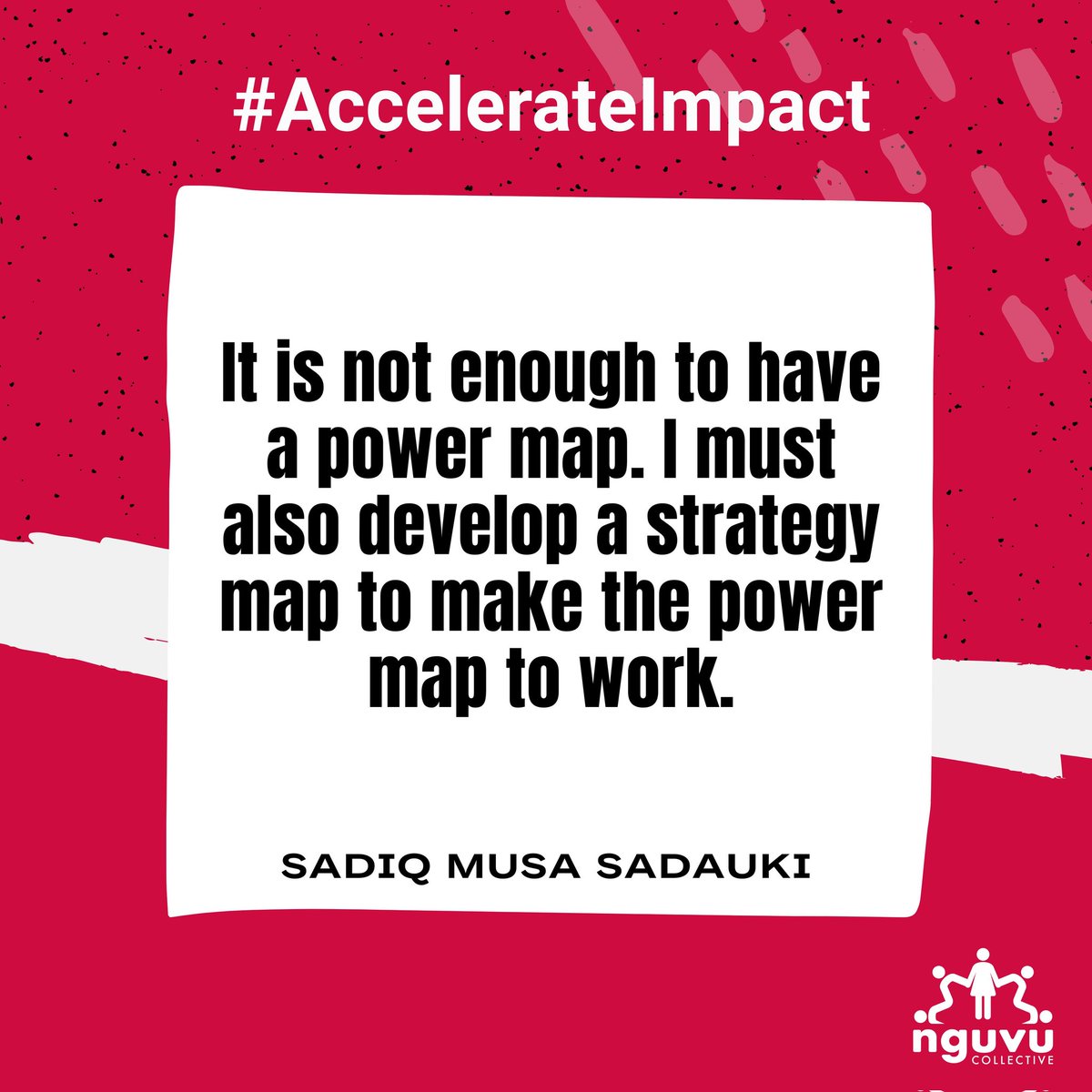 SMSadauki's tweet photo. Lessons from Day 2: Building Power to Influence Decision Makers
It is not enough to have a power map. I must also develop a strategy map to make the power map work.
#AccelerateImpact
#BCAI #YouthLeadingChangeProgram
#NYFF https://t.co/fYjfQRnMZF