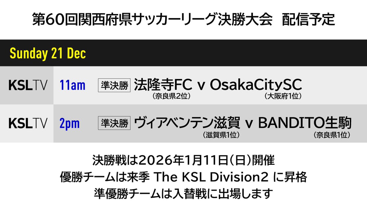 The KSL 関西サッカーリーグ Official tweet media