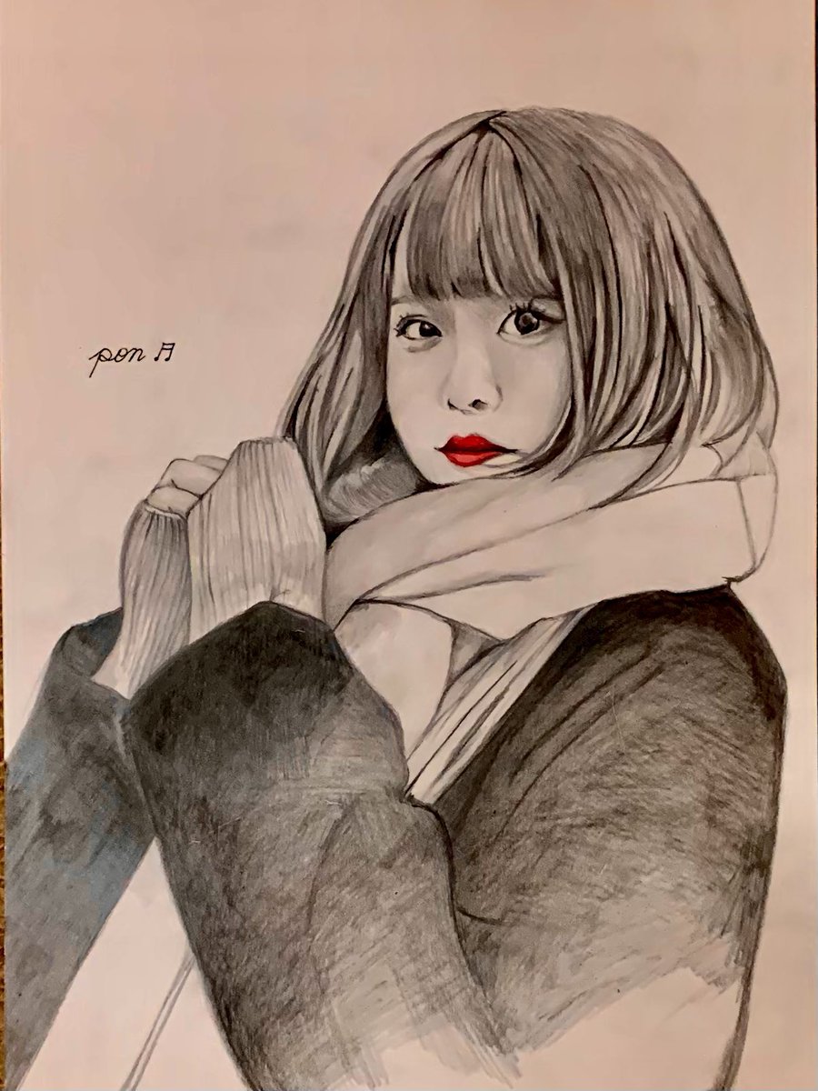 鉛筆画 ポートレート yingyong ω・)｢ﾎｲ濃度上がってきた (笑) #6割 #鉛筆画 #まろにぃ #ポートレート