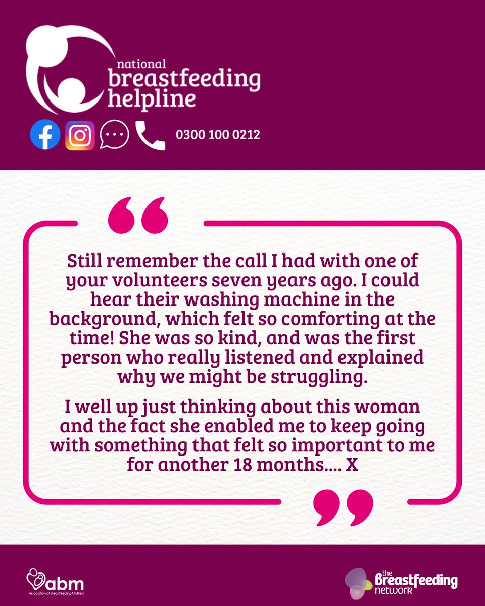 NBHelpline's tweet image. Here at the National Breastfeeding Helpline, we are real people - mums who can relate to your situation💜

And we love hearing from the parents and families we support!

If you’d like to share your experience with our service, please use our feedback form:
forms.office.com/e/ADWhzXefcn…