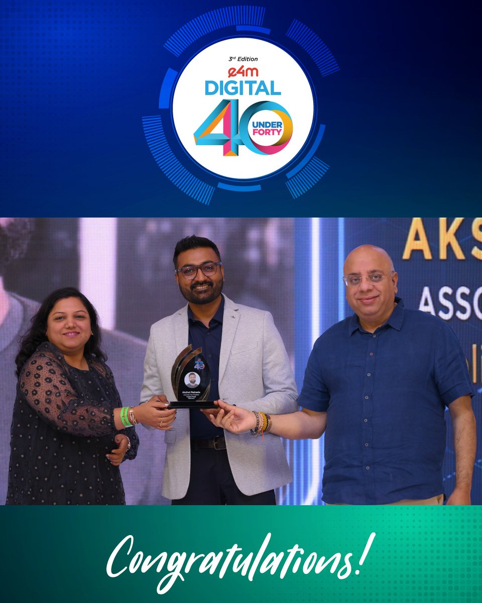 e4mevents's tweet image. Big wins for big thinkers!
Congratulations to #AkshatRaizada, Associate Vice President, @PublicisMedia recognized among the #e4mDigital40Under40 - your leadership is inspiring a new digital era.

#e4mAwards
