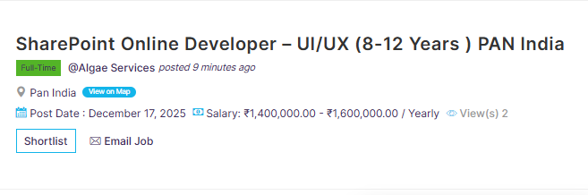 hyptechie's tweet photo. 🎨💻 SharePoint Online Developer – UI/UX (8–12 Years) | PAN India
🔹 Experience: 8–12 Years
📍 Location: PAN India
💰 Salary: ₹14–16 LPA
🔗 Apply Now:
https://t.co/tZ8Po4U3hA
#HiringNow #SharePointOnline #SharePointDeveloper #UIUXJobs
#Microsoft365 #M365Jobs #FrontendDeveloper https://t.co/FMgXE6nnOc