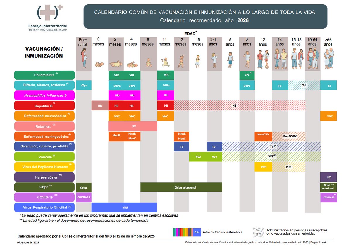 AEV_Vacunas's tweet photo. 🗓️Publicados los calendarios de vacunación 2026 para toda la vida, para niños y adultos de riesgo

Más información📲https://t.co/T2bjHODNta https://t.co/TMoOvdV0zv