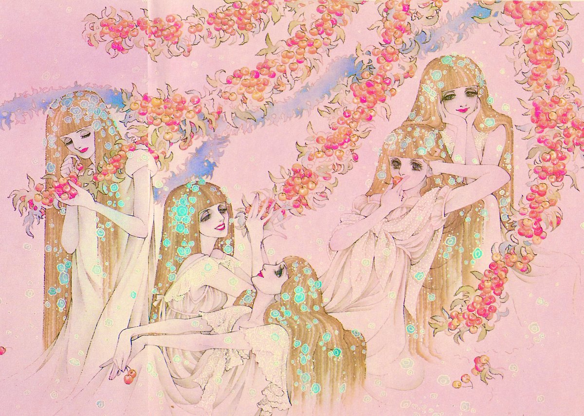 idkr2v's tweet image. 増刊リリカ: Poster Illustration
Ōya Chiki || Special Issue Lyrica || 1978
『 Flowers, Fruits and Hairpin Branches 』