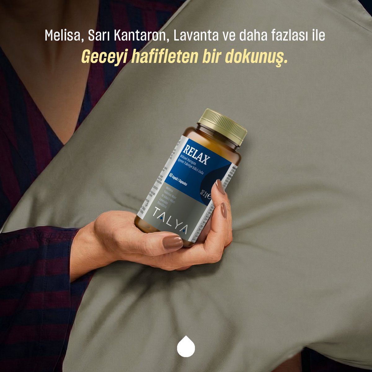 Gün biterken biraz sakinlik arayanlara…
Talya Relax; melisa, lavanta, papatya içeren 7 farklı bitkisel içeriğiyle günün yorgunluğunu geride bırakmanıza yardımcı olur.
#talya #relax #gıdatakviyesi
