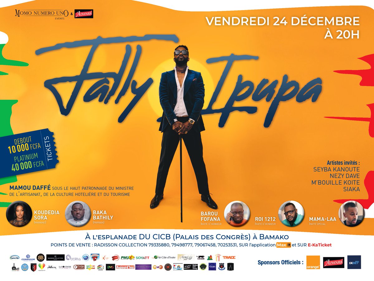 Orange_Mali's tweet photo. ✨🎤 Orange Mali vous donne rendez-vous pour un moment historique !

Le 25 décembre 2025, vibrez au rythme de Fally Ipupa, superstar africaine, lors du Grand Concert de fin d’année d’Orange Mali à l’Esplanade du CICB.

Un show exceptionnel, une ambiance unique et des émotions fortes à partager ensemble 🎶🔥
📍 Esplanade du CICB
📅 25 décembre 2025

Orange, Partenaire N°1 de la Culture au Mali

#OrangeMali #ConcertDeFinDAnnée #FallyIpupa