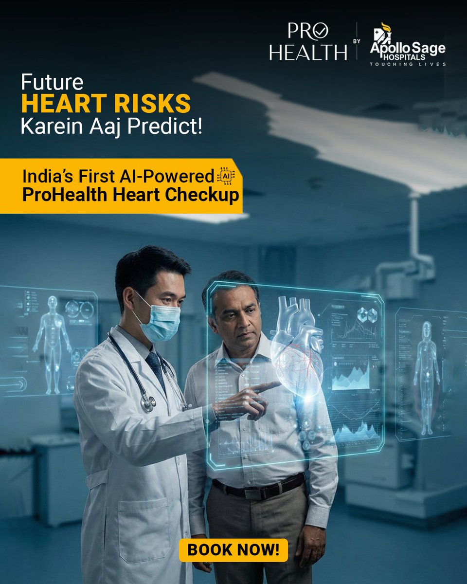 ApolloSageH's tweet image. Get Clarity About Your Heart!

Predict potential heart risks early with India’s first AI-powered #ProHealth #HeartCheckup at #ApolloSageHospitals, Bhopal.

📞0755-4308111

#HeartHealth #ApolloProHealth #AIEnabledHealthCheck #PreventiveCare #HeartDiseasePrevention #BookYourCheckup