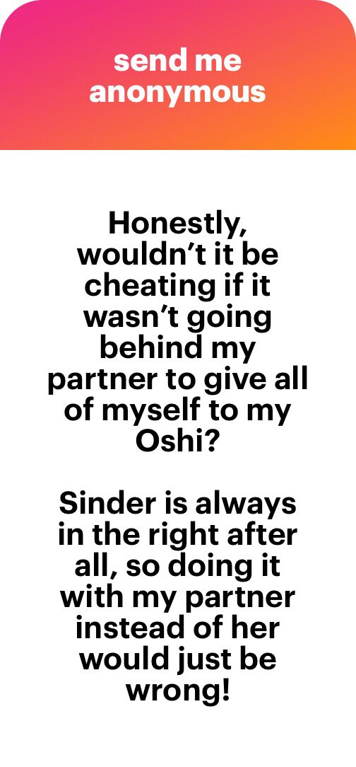 SendtoSinder's tweet photo. Phew.

Now you’ve went and given the wrong impression to 𝘈𝘓𝘓 of the new pups!

Trust Sinder when she says that she has no idea what they’re talking about! Nuh-uh!

. . . Ignore the sounds coming just out of frame. Totally not an adulterous partner. https://t.co/BT4dkTzbA9