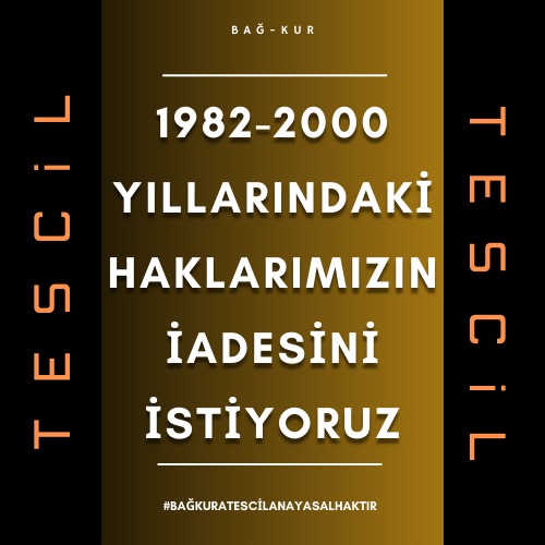 ➡️ #1982_2008Arası
➡️ KANDIRILDIK!
➡️ Söz verildi, tutulmadı!
➡️ Unutulduk!
➡️ Hak gaspına uğradık!
❌ #Bağkur1479_24_25_26 #Anayasa10_60 çiğnendi
➡️ Emeklilik ve sağlık hakkımızı istiyoruz!
#BağkurTescilMağdurları

<a href="/omrfrkcelik/">Ömer Faruk ÇELİK</a>
<a href="/farukkilic47/">Faruk Kılıç</a>
<a href="/erolkeles23/">Erol Keleş</a>
<a href="/busrapaker/">Büşra Paker 🇹🇷</a>