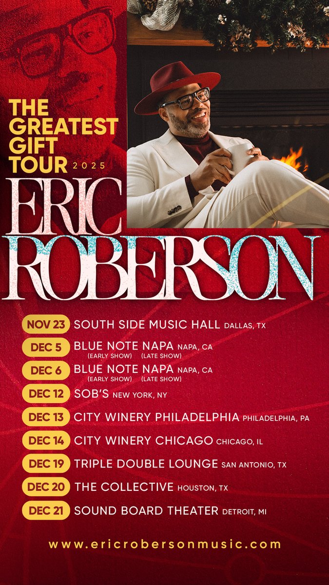 713black's tweet image. #ConcertAlert 📷 The Greatest Gift Tour: Houston, NYC, Philly &amp;amp; Chicago This Week! - Eric Roberson Live! at the Collective - Get Tix: rebrand.ly/4b9869 // #rnb #neosoul #baotp