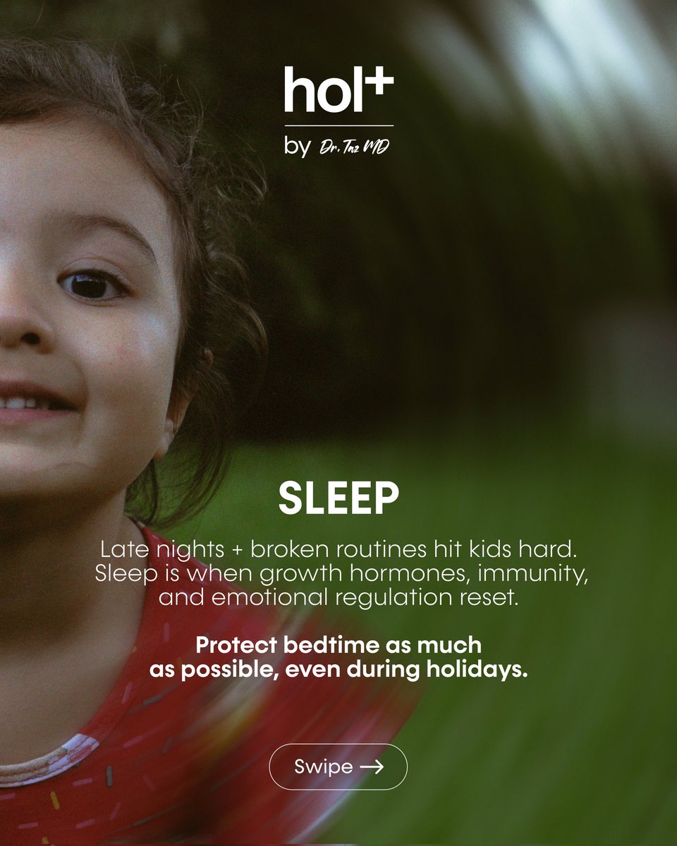 drtazmd's tweet photo. The holidays affect kids too. Disrupted sleep, sugar, and overstimulation can impact gut health, mood &amp; focus, often showing up as meltdowns or fatigue. Supporting kids holistically means protecting the nervous system, stabilizing blood sugar, and supporting gut + immune health. https://t.co/i1RU5bEVRC