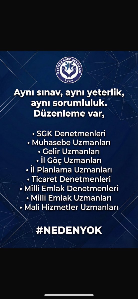 Aynı sınav, aynı yeterlik, aynı sorumluluk var. Peki düzenlemede taşra uzmanı #nedenyok