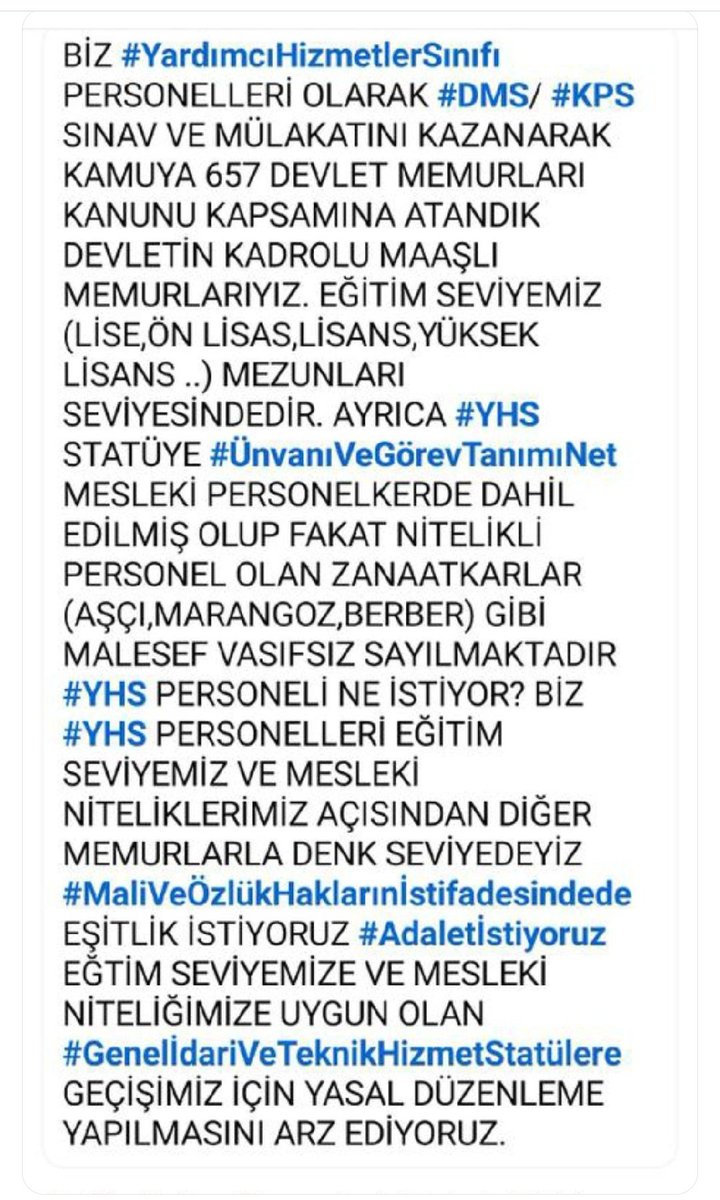 SYN BAKANIM <a href="/isikhanvedat/">Prof. Dr. Vedat Işıkhan</a> <a href="/csgbakanligi/">T.C. Çalışma ve Sosyal Güvenlik Bakanlığı</a> <a href="/memetalialabora/">Memet Ali Alabora</a> 
<a href="/MemurSenKonf/">Memur-Sen</a>
<a href="/OnderKahveci/">Önder Kahveci</a>
<a href="/Kamu_Sen/">Türkiye Kamu-Sen</a>
#YardımcıHizmetlerSınıfı
 PERSONELİ 657 DEVLET MEMURLARI KANUNU KAPSAMINDA DEVLETİN KADROLU MAAŞILI MEMURLARIDIR #MaliVeÖzlükHaklardan EŞİT İSTİFADEMİZ İÇİN YASAL DÜZENLEME İSTİYORU👇