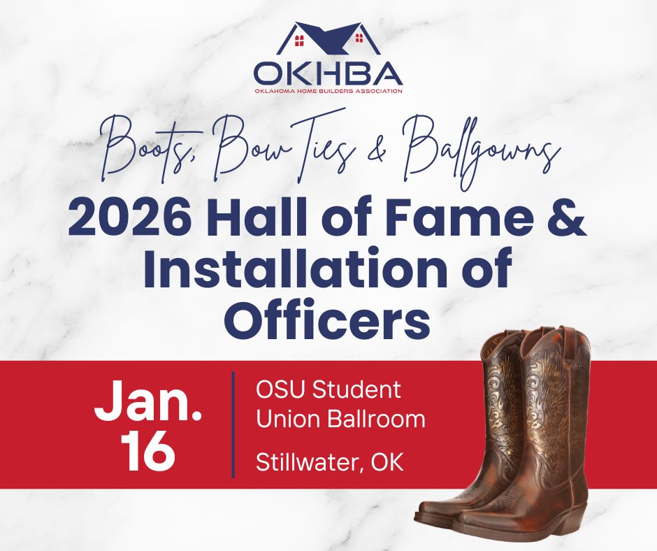OklahomaHBA's tweet photo. Be sure to register for the 2026 Hall of Fame and Installation of Officers here: https://t.co/BTiy2vWwOm

Event Date: Friday, January 16, 2026
Location: OSU Student Union Ballroom, Stillwater, OK
Time: 06:00 pm

#OkHBA #OKhalloffame https://t.co/w54g3ySO43