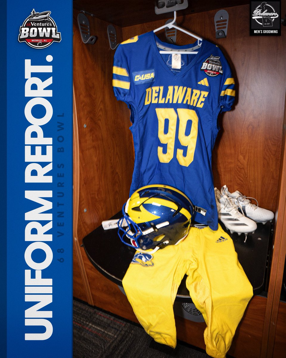 Delaware_FB's tweet image. Bowl attire 🔵🟡