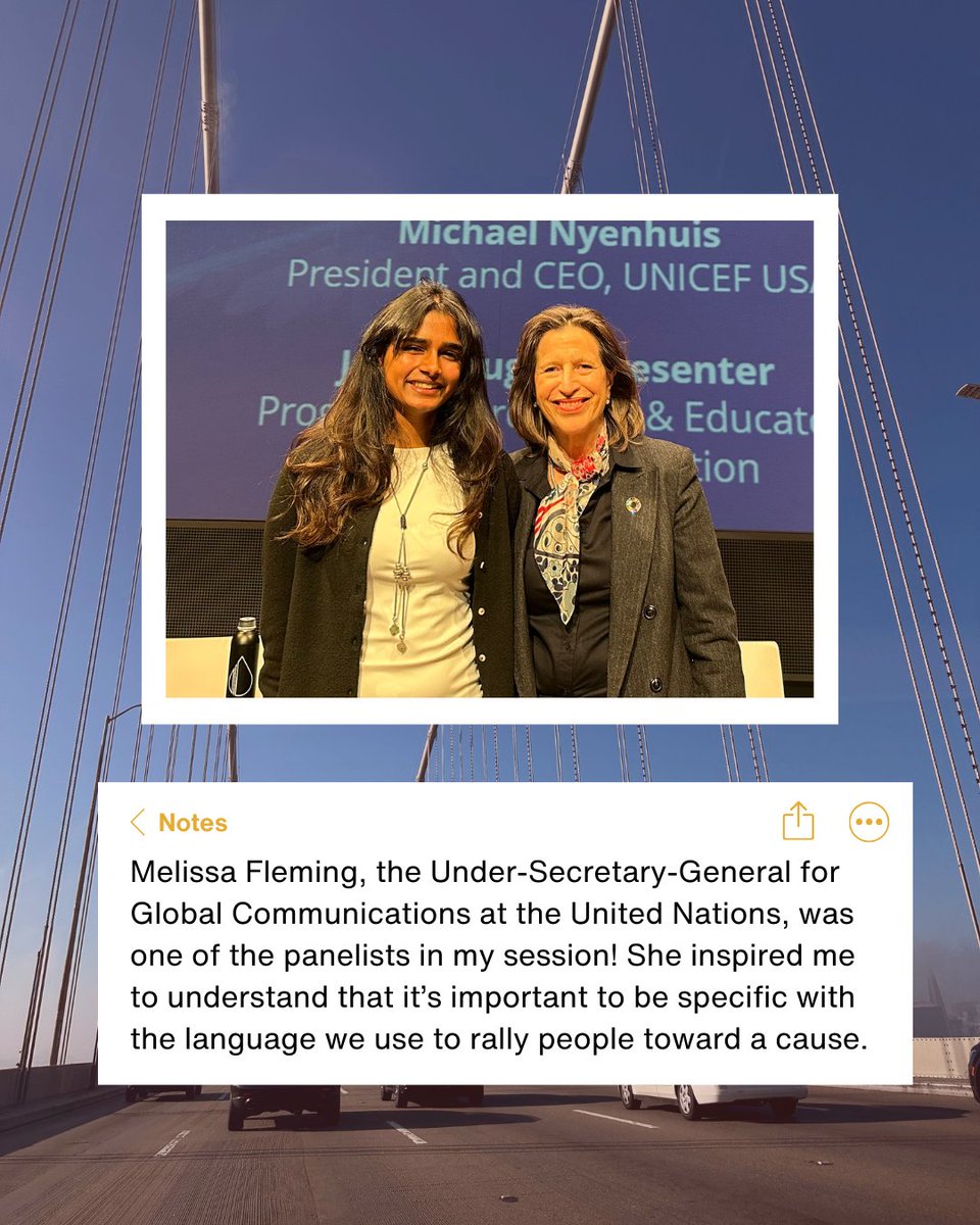 Rotary's tweet image. Anu, a former Interactor and current change-maker, takes us from making new connections to taking the main stage with Melissa Fleming of UN — highlighting the power of young leaders and how service builds identity, purpose, and opportunity.  🌎 #UN80