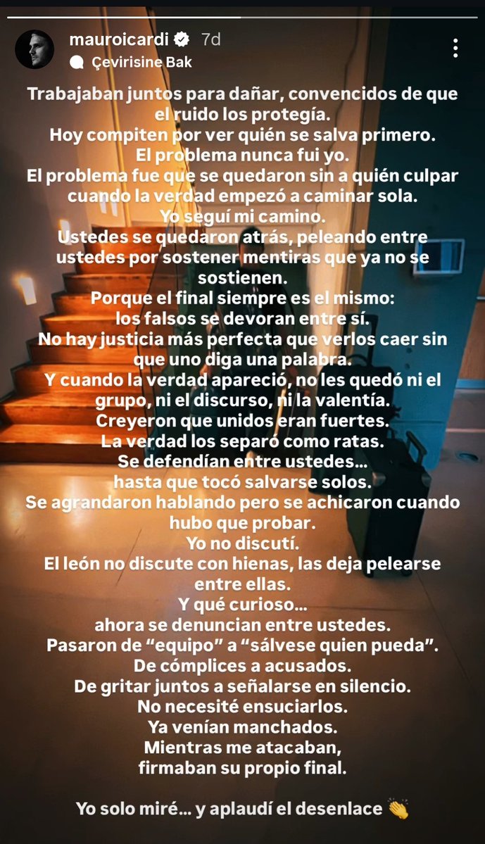 İcardi şöyle uzun yazılı story attığında okumaya korkar oldum a travma oldu