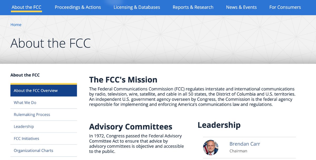 ChrisJ_Lewis's tweet photo. FCC Chair @BrendanCarrFCC was asked whether the FCC is an independent agency. @SenatorLujan specifically cited the FCC website calling it “independent.”

We took a screenshot of the site at 11:54 am

We took another at 12:22 pm &amp; the word “independent” was gone.

#FCCOversight https://t.co/POPoRF8sr1