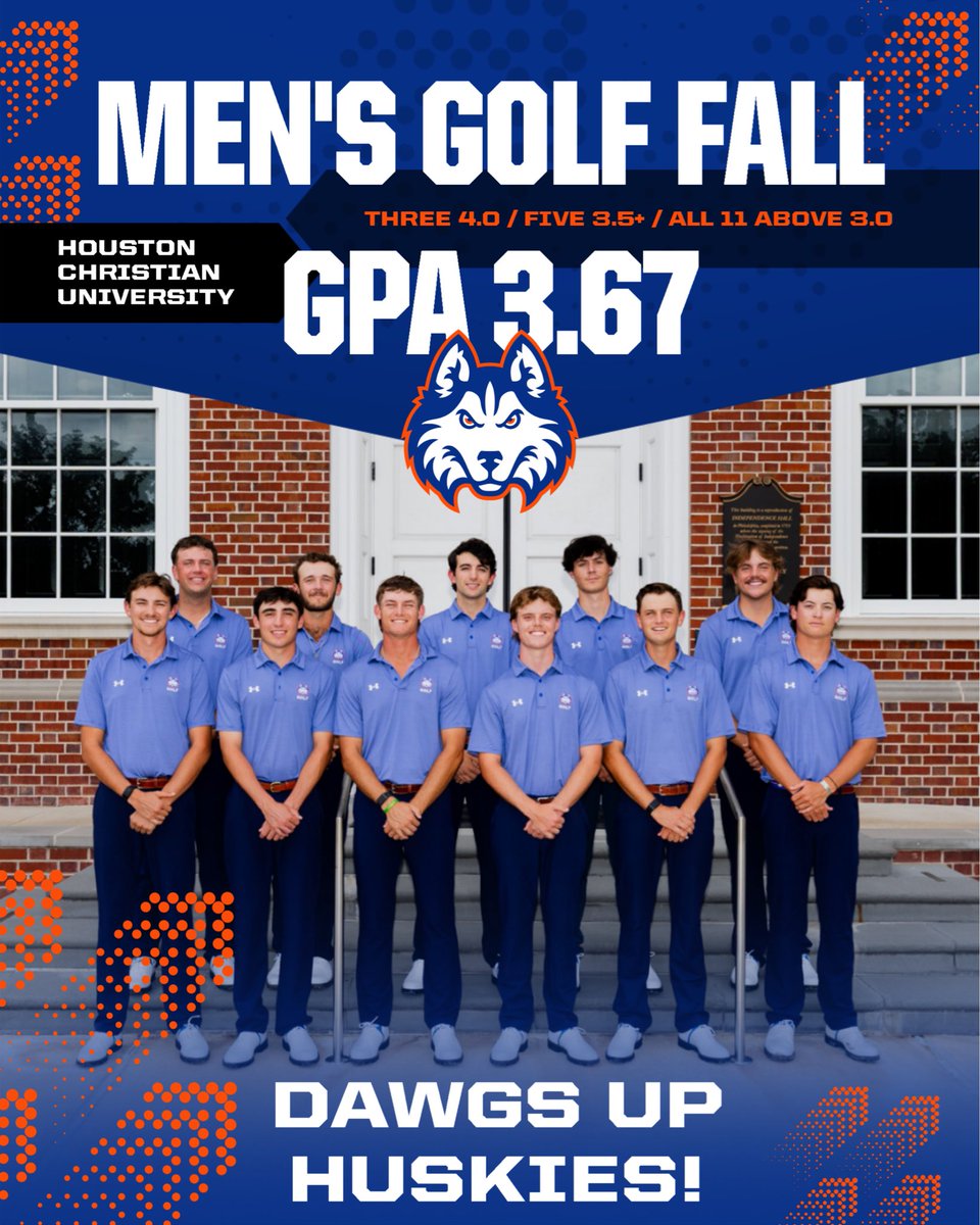 HCUGolf's tweet image. Congrats, proud Huskies on our continued hard work in the classroom and on the course. Dawgs Up!