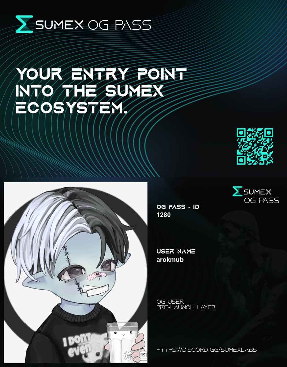 Early into <a href="/Sumex_Labs/">SUMEX | Web3 SuperApp</a> with the OG Pass.  SUMEX combines trading, analytics, yield and gamified progression into one unified ecosystem.  This OG Pass marks my early-entry status in the SUMEX platform.  Join the early-users layer: discord.gg/sumexlabs